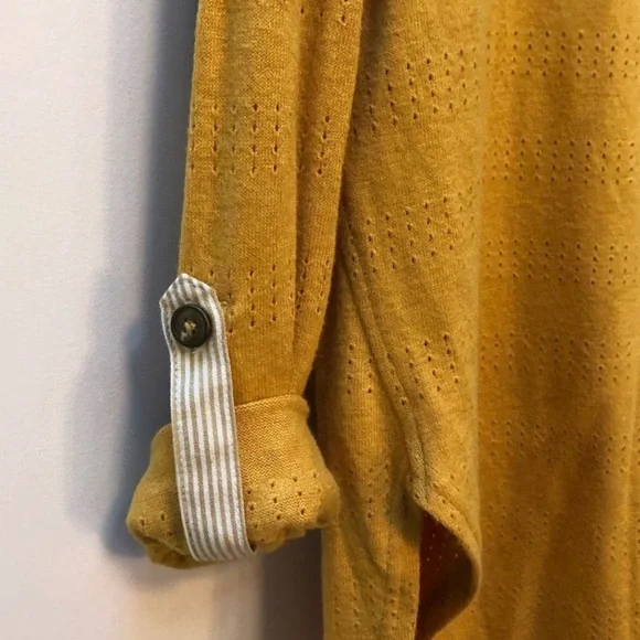 Anthropologie Akemi + Kin Sylvie Pointelle mustard sweater - Picture 2 of 6